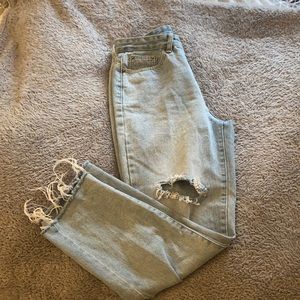 High waisted ripped mom jeans